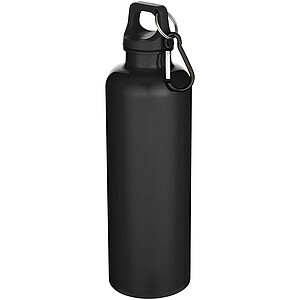 Oregon 750 ml solid colour RCS recycled plastic water bottle with carabiner, black