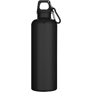 Oregon 750 ml solid colour RCS recycled plastic water bottle with carabiner, black