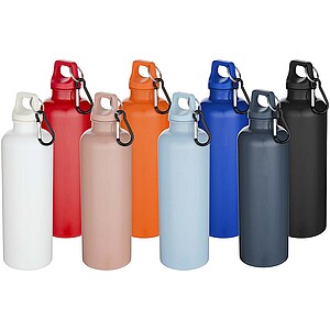 Oregon 750 ml solid colour RCS recycled plastic water bottle with carabiner, white
