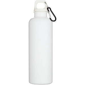 Oregon 750 ml solid colour RCS recycled plastic water bottle with carabiner, white