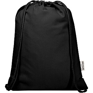 Oregon Blend 140 g/m2 GRS recycled drawstring bag 5L, solid black