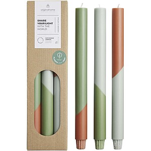 Originalhome Eden diagonal candles - set of 3, heather green
