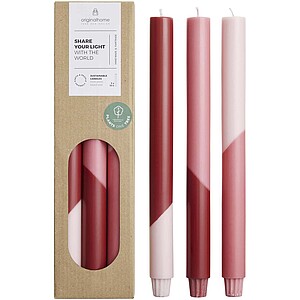 Originalhome Eden diagonal candles - set of 3, red