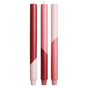 Originalhome Eden diagonal candles - set of 3, red