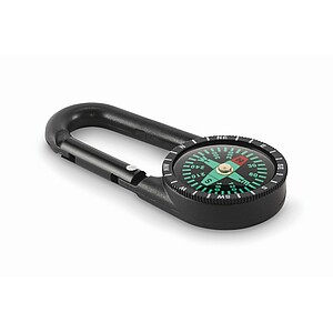 Outdoor compass with carabiner, black