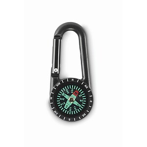 Outdoor compass with carabiner, black