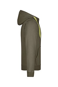 Pánská mikina James & Nicholson Doubleface, vojenská zelená/limetková, velikost 3XL