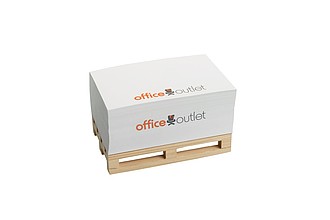 Paper cube on a wooden palette