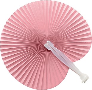 Paper hand held fan with plastic handlePink