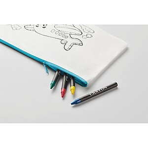 Pencil case with 4 crayons, baby blue