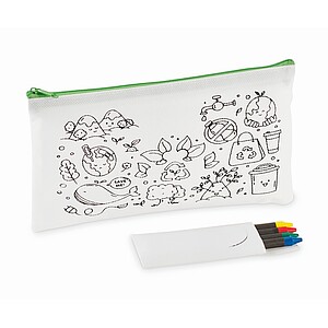 Pencil case with 4 crayons, lime
