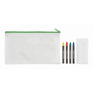Pencil case with 4 crayons, lime