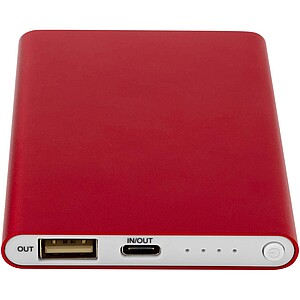 Pep 4000 mAh Type-C recycled aluminium power bank, red