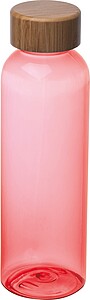 PET drinking bottle with bamboo lid, 500ml, red