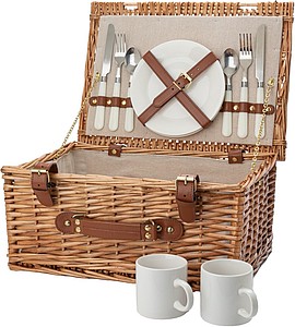 Picnic basket for 2 people.Brown