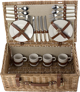 Picnic basket for 4 people.Brown
