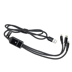 PIERRE CARDIN FLEUR Charging cable with 3 connectors, black