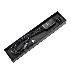 PIERRE CARDIN FLEUR Charging cable with 3 connectors, black