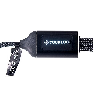 PIERRE CARDIN FLEUR Charging cable with 3 connectors, black