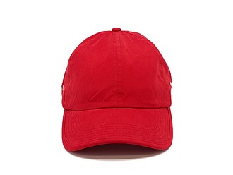 PLAIN linen cap with visor, red