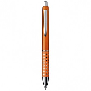 Plastic ball pen with sparkling dot grip zone, orange