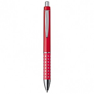 Plastic ball pen with sparkling dot grip zone, red