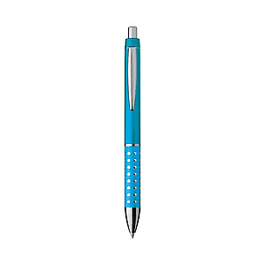 Plastic ball pen with sparkling dot grip zone, turquoise