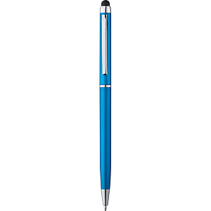 Plastic ball pen with touch function, light blue