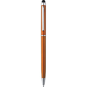 Plastic ball pen with touch function, orange
