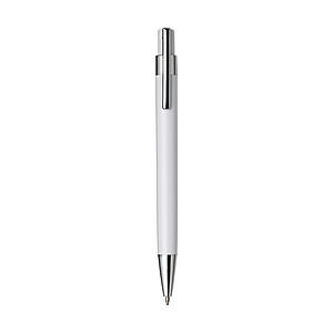 Plastic ballpen with black ink. White