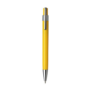 Plastic ballpen with black ink. Yellow
