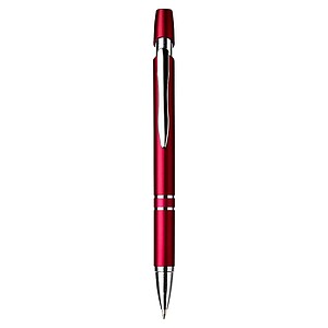 Plastic ballpen with blue ink.Red
