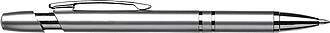 Plastic ballpen with blue ink.Silver