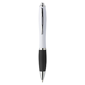 Plastic ballpen with coloured rubber grip, blue ink