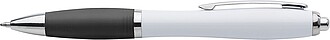 Plastic ballpen with coloured rubber grip, blue ink