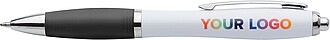 Plastic ballpen with coloured rubber grip, blue ink