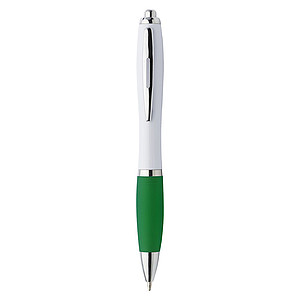 Plastic ballpen with coloured rubber grip, blue ink