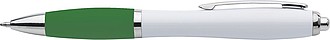 Plastic ballpen with coloured rubber grip, blue ink
