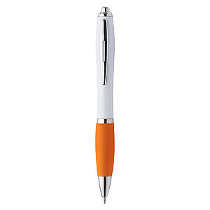Plastic ballpen with coloured rubber grip, blue ink