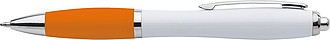 Plastic ballpen with coloured rubber grip, blue ink