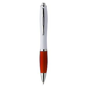 Plastic ballpen with coloured rubber grip, blue ink