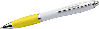 Plastic ballpen with coloured rubber grip, blue ink