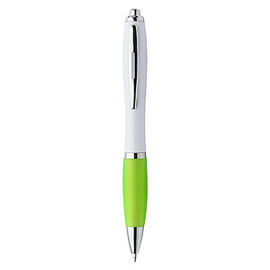 Plastic ballpen with coloured rubber grip, blue ink