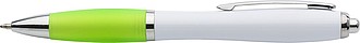Plastic ballpen with coloured rubber grip, blue ink