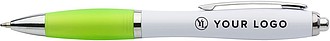 Plastic ballpen with coloured rubber grip, blue ink