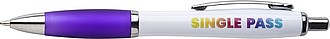 Plastic ballpen with coloured rubber grip, blue ink