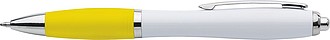 Plastic ballpen with coloured rubber grip, blue ink