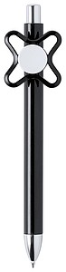 Plastic ballpoint pen with fidget spinner clip, black