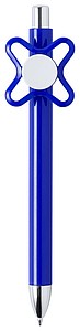 Plastic ballpoint pen with fidget spinner clip, blue