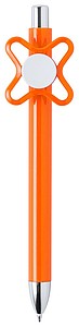 Plastic ballpoint pen with fidget spinner clip, orange